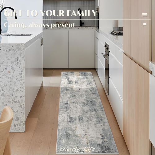 2' x 8' Laundry Room Rug Runner, Thin Runner Rugs for Hallway, Kitchen Runner Rug, Washable Runner Rug, Modern Abstract, Soft Carpet Runner for