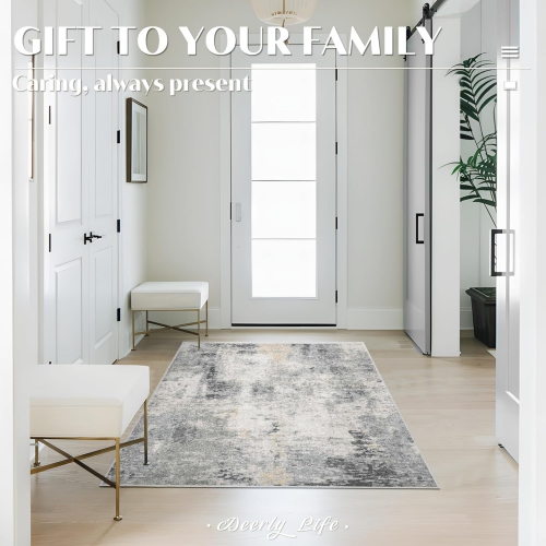 3' x 5' Washable Bedroom Rug Indoor Non-Slip, Modern Abstract Area Rug, Washable Bathroom Carpet for Front Door Entrance Kitchen Laundry Room Bath