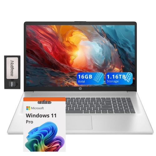 Portable HD intégrale 17,3 po de HP, Ryzen 5 5500U d'AMD, SSD 1&nbsp;To, mémoire vive 16&nbsp;Go, carte graphique Radeon d'AMD, clavier numérique Wi-
