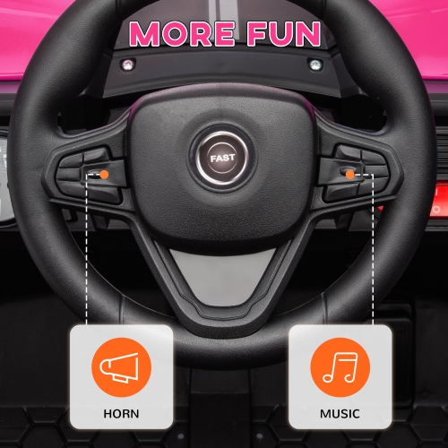 Qaba Kids Ride On Car, 12V Battery Powered Electric Car for Kids, Toy Truck with Remote Control, Spring Suspension, LED Headlights, 3 Speeds, Horn,