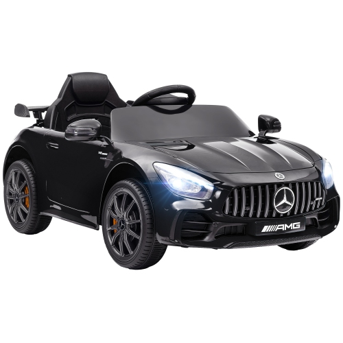 Jouet porteur Mercedes-Benz AMG GTR de Qaba, voiture électrique pour enfants à batterie 12&nbsp;V avec télécommande, roues auxiliaires, démarrage pro