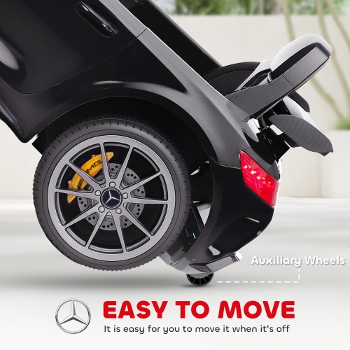 Qaba Electric Car for Kids, Mercedes-Benz AMG GTR Licensed Ride on Car with Remote Control, Lights, Music, Horn, Auxiliary Wheels, Soft Start, for