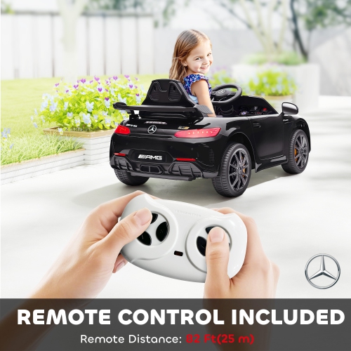 Qaba Electric Car for Kids, Mercedes-Benz AMG GTR Licensed Ride on Car with Remote Control, Lights, Music, Horn, Auxiliary Wheels, Soft Start, for
