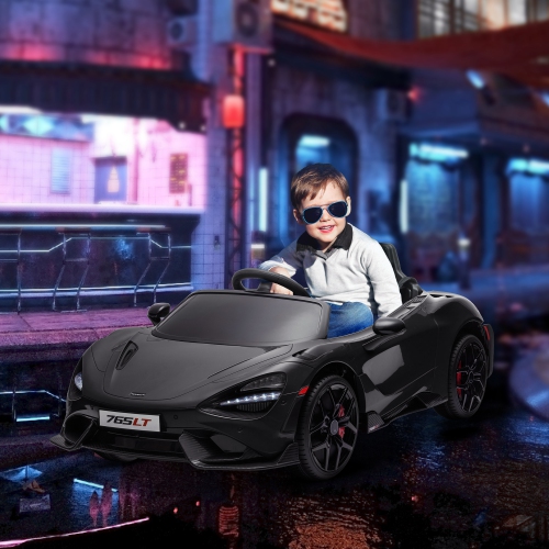 Qaba Luxury 12V Ride on Car, McLaren 765LT Licensed Electric Car for Kids with Scissor Doors, Transport Wheels, Remote Control, Slow Start, Battery