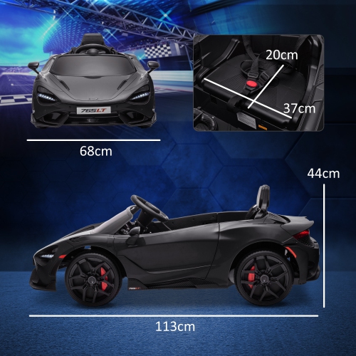 Qaba Luxury 12V Ride on Car, McLaren 765LT Licensed Electric Car for Kids with Scissor Doors, Transport Wheels, Remote Control, Slow Start, Battery