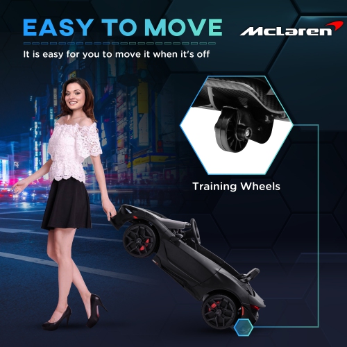 Qaba Luxury 12V Ride on Car, McLaren 765LT Licensed Electric Car for Kids with Scissor Doors, Transport Wheels, Remote Control, Slow Start, Battery
