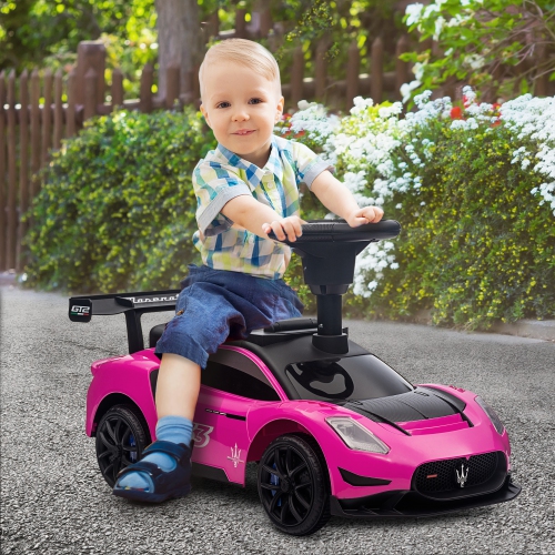 Qaba Maserati GT2 siège pour bébé debout, jouet porteur pour tout-petits, enfant en voiture coulissante avec rangement sous le siège, phares à DEL