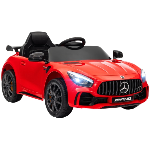 Jouet porteur Mercedes-Benz AMG GTR de Qaba, voiture électrique pour enfants à batterie 12&nbsp;V avec télécommande, roues auxiliaires, démarrage pro