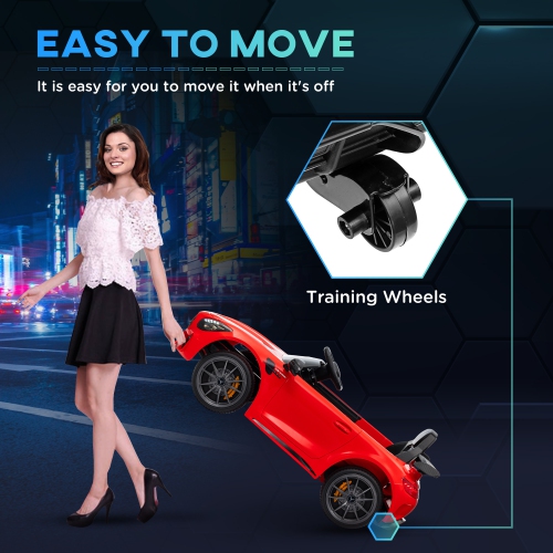 Qaba Electric Car for Kids, Mercedes-Benz AMG GTR Licensed Ride on Car with Remote Control, Lights, Music, Horn, Auxiliary Wheels, Soft Start, for