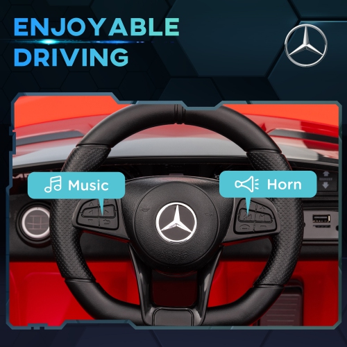 Qaba Electric Car for Kids, Mercedes-Benz AMG GTR Licensed Ride on Car with Remote Control, Lights, Music, Horn, Auxiliary Wheels, Soft Start, for