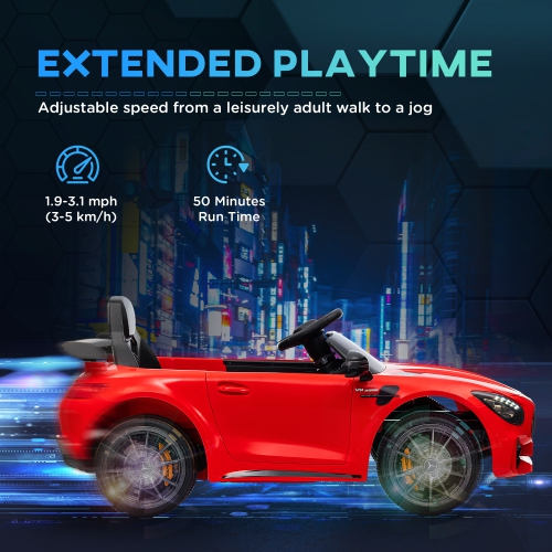 Qaba Electric Car for Kids, Mercedes-Benz AMG GTR Licensed Ride on Car with Remote Control, Lights, Music, Horn, Auxiliary Wheels, Soft Start, for