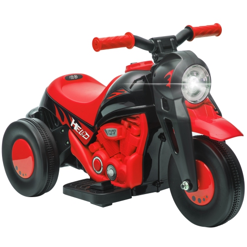 Qaba Electric Bike, Ride on Bubble Car, 3 Wheels 6V Battery Powered Electric Motorcycle for Kids with LED Headlight, Music, Pedal, for 2-5 Years,