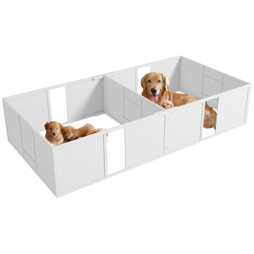 PawHut Whelping Box for Dogs and Puppies, Dog Whelping Pen, Dog Birth Supplies Indoor with Removable Adjustable Height Doors, for Large Sized Dogs, 9