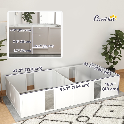PawHut Whelping Box for Dogs and Puppies, Dog Whelping Pen, Dog Birth Supplies Indoor with Removable Adjustable Height Doors, for Large Sized Dogs,
