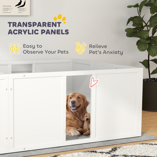 PawHut Whelping Box for Dogs and Puppies, Dog Whelping Pen, Dog Birth Supplies Indoor with Removable Adjustable Height Doors, for Large Sized Dogs,