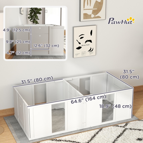 PawHut Whelping Box for Dogs and Puppies, Dog Whelping Pen, Dog Birth Supplies Indoor with Removable Adjustable Height Doors, for Small Sized Dogs,