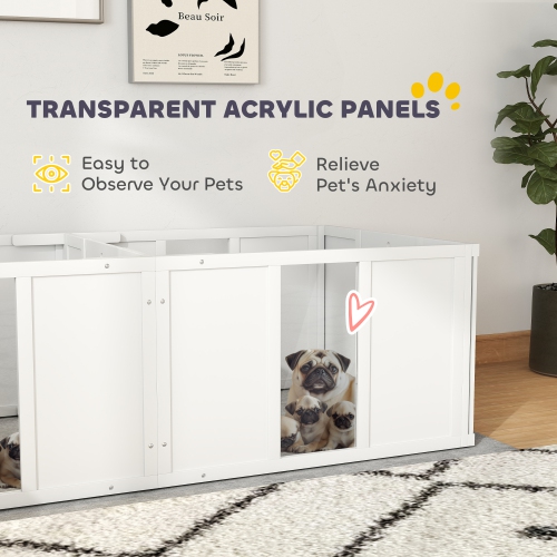 PawHut Whelping Box for Dogs and Puppies, Dog Whelping Pen, Dog Birth Supplies Indoor with Removable Adjustable Height Doors, for Small Sized Dogs,