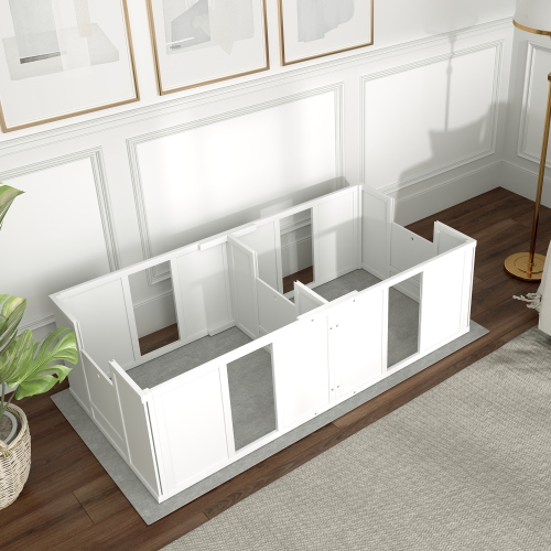 PawHut Whelping Box for Dogs and Puppies, Dog Whelping Pen, Dog Birth Supplies Indoor with Removable Adjustable Height Doors, for Small Sized Dogs,