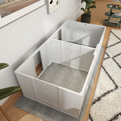 PawHut Whelping Box for Dogs and Puppies, Dog Whelping Pen, Dog Birth Supplies Indoor with Removable Adjustable Height Doors, for Small Sized Dogs,