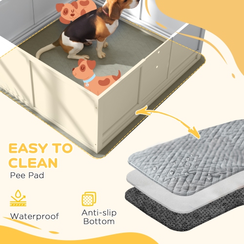 PawHut Whelping Box for Dogs, Puppy Playpen with Retractable Light Stand, Washable Pee Pads, Rail, Adjustable Height Door for Small, Medium & Large