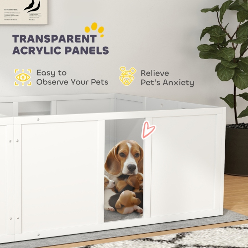 PawHut Whelping Box for Dogs and Puppies, Dog Whelping Pen, Dog Birth Supplies Indoor with Removable Adjustable Height Doors, for Medium Sized Dogs,