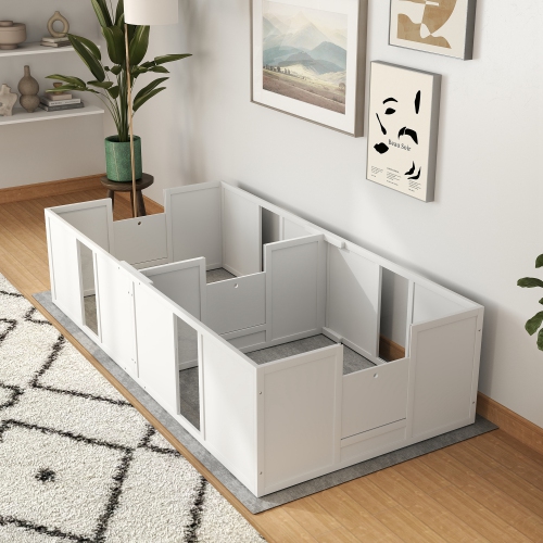 PawHut Whelping Box for Dogs and Puppies, Dog Whelping Pen, Dog Birth Supplies Indoor with Removable Adjustable Height Doors, for Medium Sized Dogs,