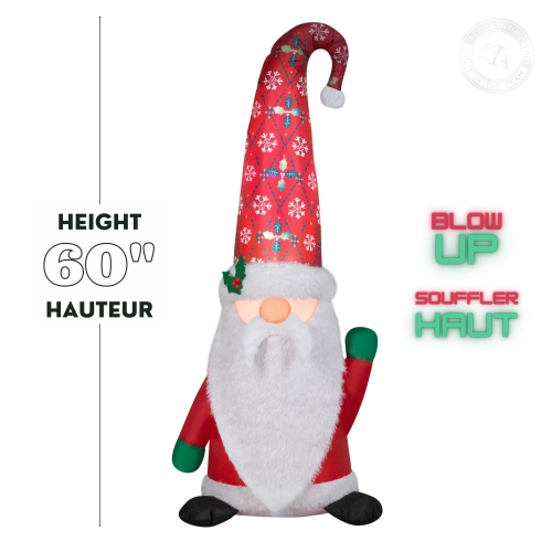GEMMY INDUSTRIES Airblown® Inflatable-Mixed Media-Christmas Damask Tomten w/Curved Hat 60"