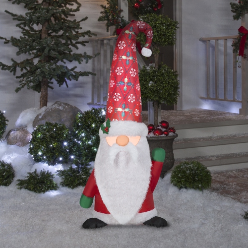 GEMMY INDUSTRIES Airblown® Inflatable-Mixed Media-Christmas Damask Tomten w/Curved Hat 60"