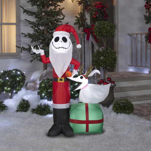 GEMMY INDUSTRIES Airblown® Inflatable Christmas-Jack Skellington and Zero w/Antlers-©Disney 60"
