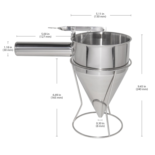 Batter Dispenser | Funnel Dispenser with Stand | Stainless Steel