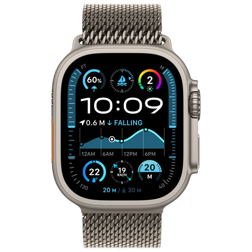 Apple Watch Ultra 2 (GPS + Cellular) 49mm Natural Titanium Case with Natural Titanium Milanese Loop - Small