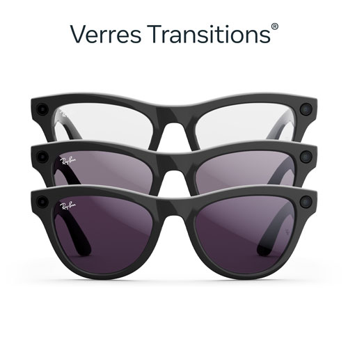 Ray-Ban | Meta Skyler Glasses with AI, Photo, Video, Audio & Messaging - Shiny Black/Clear to Amethyst Transitions