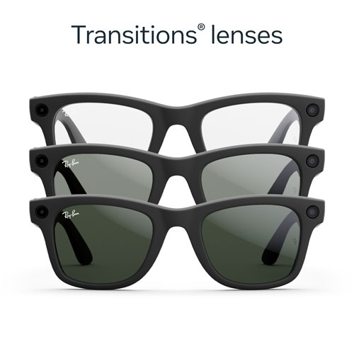 Lunettes Wayfarer de Ray-Ban | Meta avec IA, photo, vidéo, audio et messagerie - Noir mat/Transitions transparents à vert graphite