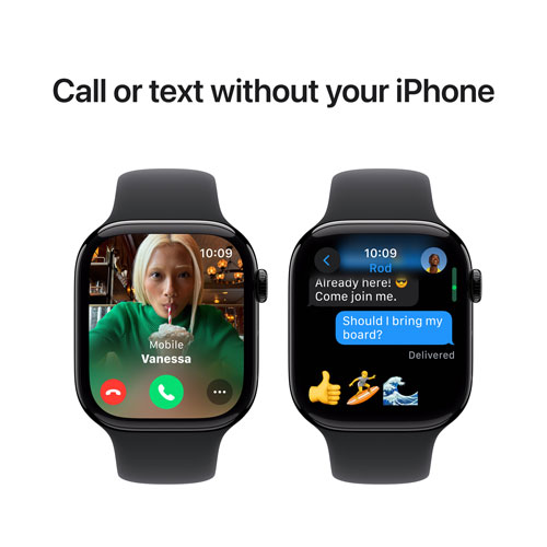 Apple Watch Series 10 (GPS) 46mm Jet Black Aluminum Case with Black Sport Band