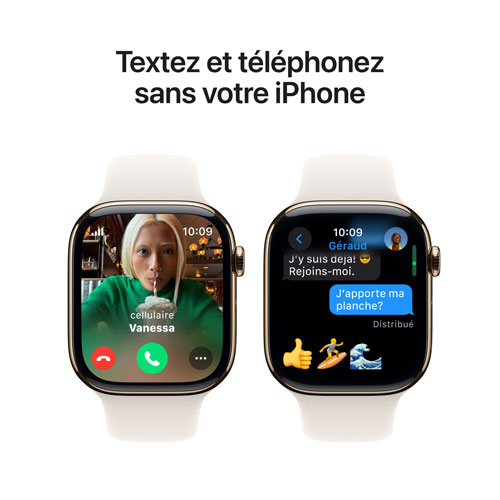 Apple Watch Series 10 avec boîtier de 46 mm en titane doré et bracelet sport Comète - Petit/Moyen