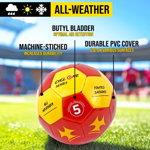 Going One All-Weather Soccer Ball - Training Ball with Machine-Sewn PVC Cover; Sizes 4 and 5