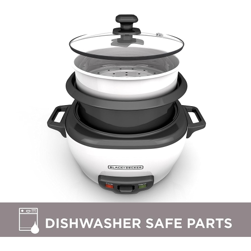 Cuiseur à riz et cuiseur à vapeur 2-en-1 - capacité de 6 tasses, maintien au chaud automatique, bol antiadhésif, panier vapeur - cuisson sans effort