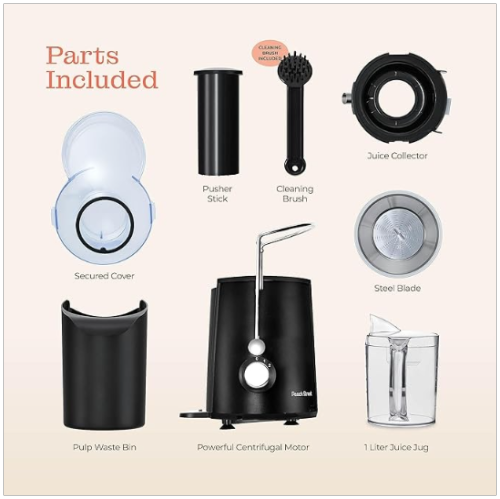 Peach Street Centrifugal Juicer 700W Juice Extractor Juicing Machine, 700Watts Stainless Steel - Black