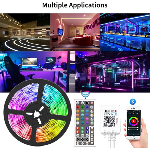Tradeopia Smart RGB LED Strip Lights – 10m with Remote and App Control, Multi-Color, Dimmable, Music & Mic Modes, and Flexible Installation for