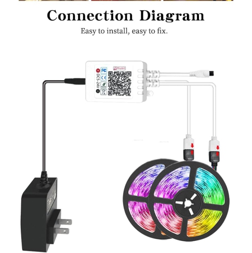 Tradeopia Smart RGB LED Strip Lights – 10m with Remote and App Control, Multi-Color, Dimmable, Music & Mic Modes, and Flexible Installation for