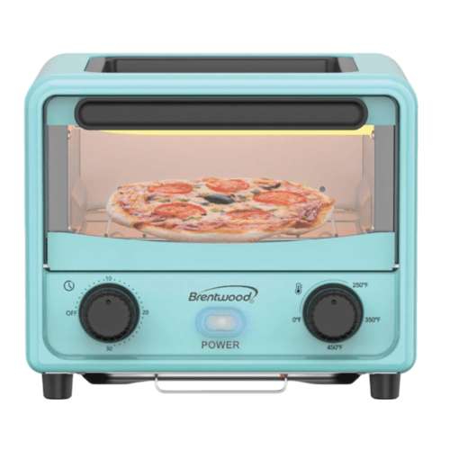 BRENTWOOD TS-3430BL 500-Watt Stainless Steel Mini Toaster Oven, 3 liters - Blue