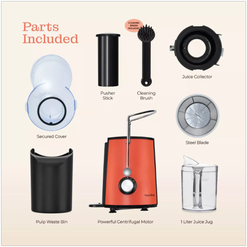 Peach Street Centrifugal Juicer 700W Juice Extractor Juicing Machine, 700Watts Stainless Steel - Peach