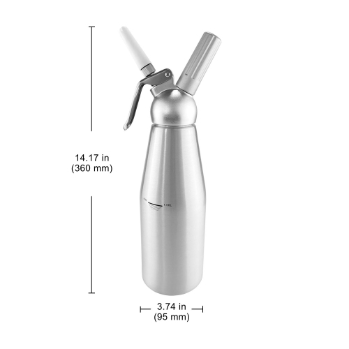 Whipped Cream Dispenser | 1L Cream Whipper | + 3 Decorating Nozzles