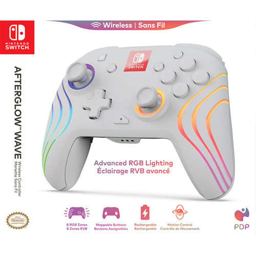 PDP Afterglow Wave RGB Wireless Controller for Switch - White