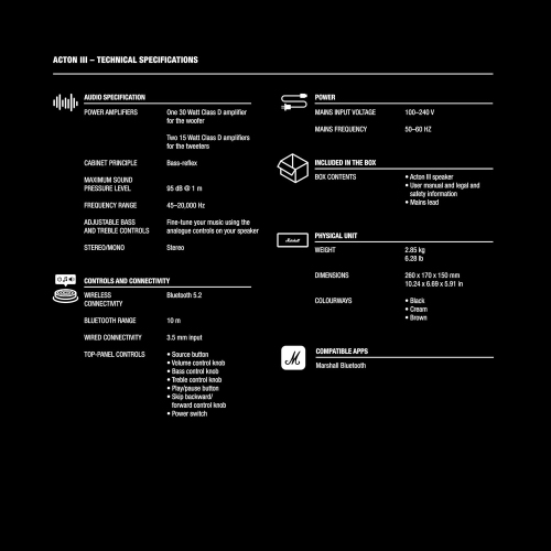 Haut-parleur sans fil Bluetooth Acton III de Marshall