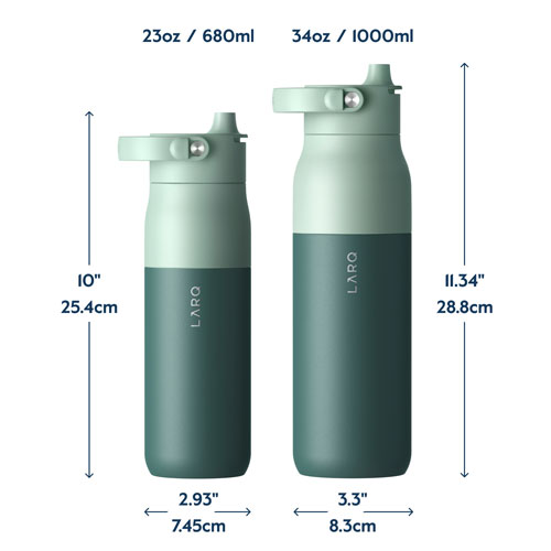 Bouteille d'eau de 680 ml PureVis 2 autonettoyante en acier inoxydable isotherme avec capteur intelligent de LARQ - Vert