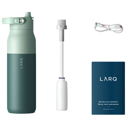 Bouteille d'eau de 680 ml PureVis 2 autonettoyante en acier inoxydable isotherme avec capteur intelligent de LARQ - Vert