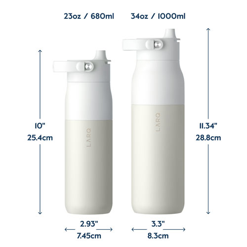 Bouteille d'eau de 680 ml PureVis 2 autonettoyante en acier inoxydable isotherme avec capteur intelligent de LARQ - Blanc