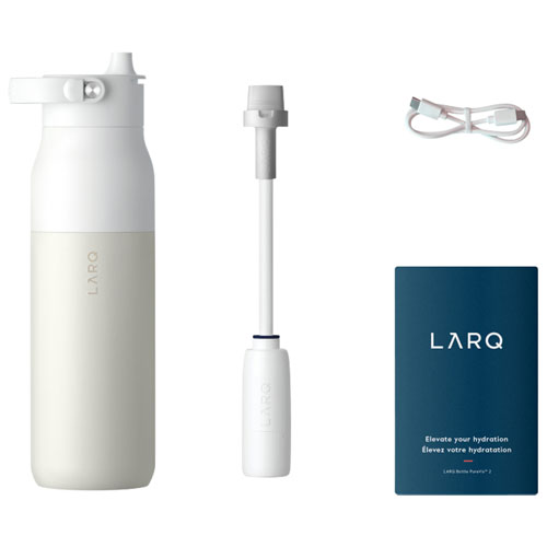Bouteille d'eau de 680 ml PureVis 2 autonettoyante en acier inoxydable isotherme avec capteur intelligent de LARQ - Blanc