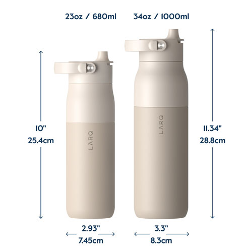 Bouteille d'eau de 1 L PureVis 2 autonettoyante en acier inoxydable isotherme avec capteur intelligent de LARQ - Beige